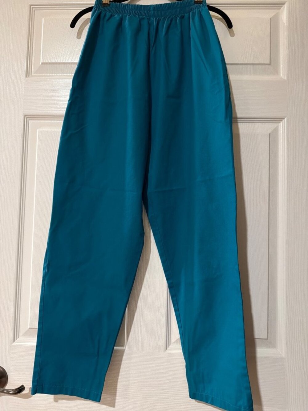 Teal Elastic Waist Relaxed Fit Pants Cotton-Poly Blend Size M USA Made